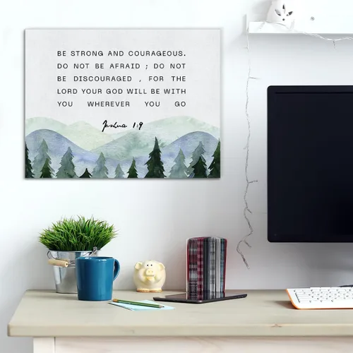 Miniatura 4 de TSUYAWU - Lona decorativa para pared con versículos bíblicos inspiradores, Josué 1:9, «be Strong and Courageous», impresiones enmarcadas, pinturas