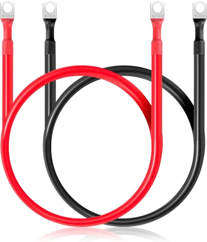 Miniatura 13 de Cable de batería de 2 AWG, 2 unidades, cables de batería de 5.9 pulgadas con terminales de anillo M8, cables de batería marinos de cobre puro, cable