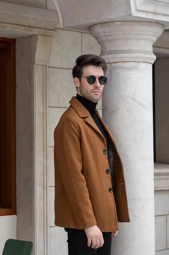 Miniatura 7 de VICALLED Abrigo de invierno de doble botonadura con cinturón para hombre chaqueta cálida de lana para exteriores