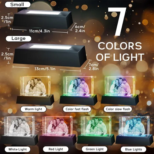 Miniatura 4 de Foto de cristal 3D personalizada, regalos personalizados para mujeres, esposa, hombres, ella, él, regalo personalizado de Navidad y celebraciones