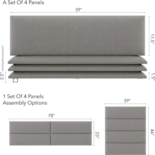 Miniatura 20 de Vant - Paneles tapizados para pared - Cabeceros montados en la pared tamaño King/Cal King - Cuero vintage blanco tórtola - Twin/King - Juego de 4