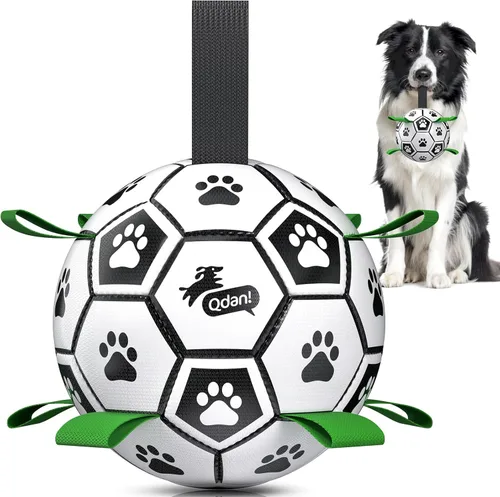 Miniatura 33 de QDAN Juguetes para perros, pelota de fútbol extragrande con correas, juguete de remolcador, juguete de agua, bolas duraderas para perros