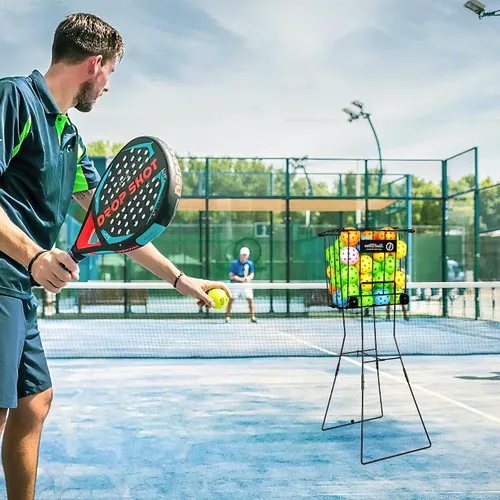 Miniatura 7 de Tolva de pelota de tenis, soporte portátil para pelota de tenis con asa para cancha, práctica y entrenamiento (grande)
