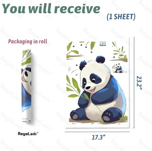 Miniatura 4 de Calcomanías de pared de panda de dibujos animados, calcomanías de pared de animales para niños, removibles, despegar y pegar, arte de pared