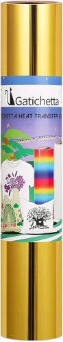Miniatura 2 de Rollo de vinilo de transferencia de calor Gatichetta, lámina metálica dorada para planchar en vinilo 12" X 6 pies, vinilo HTV cromado para prendas