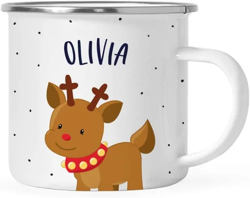 Miniatura 11 de Andaz Press Taza de café de acero inoxidable con nombre personalizado de 11 onzas para niños, diseño de búho azul festivo, 1 paquete, taza