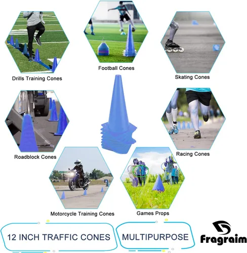 Miniatura 6 de Conos de entrenamiento de tráfico de 12 pulgadas, conos de estacionamiento de seguridad de plástico, conos marcadores de campo de agilidad