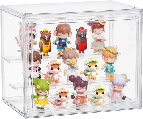 Miniatura 9 de Attelite - Vitrina de exhibición de acrílico transparente, caja de almacenamiento con puerta magnética, exhibidor de protección a prueba de polvo