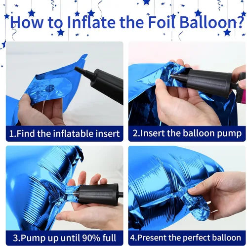 Miniatura 8 de Globos azules del número 18 de 40 pulgadas, globos de cumpleaños de 18 años, globos de látex azul claro y azul oscuro con impresión plateada