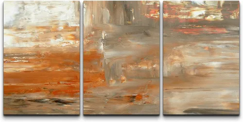 Miniatura 104 de wall26 Lienzo enmarcado para pared, juego de arte con trazos de pintura roja y naranja vibrante, paisaje, formas abstractas, ilustraciones, arte