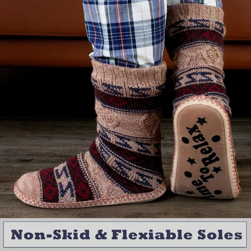 Miniatura 3 de Cozylook Calcetines tipo pantufla para hombre, con forro polar, suela antideslizante, para invierno, suaves, gruesas, acogedoras, cálidas, peludas
