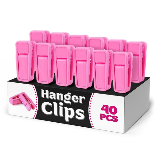 40 clips de plástico para colgar – hasta 0.236 in/0.24 pulgadas clips para pantalones, fuerte agarre antideslizante para faldas, pantalones, ropa