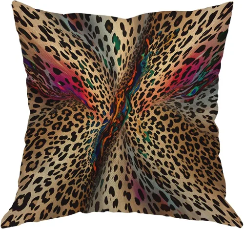 Moslion Fundas de almohada con estampado de leopardo abstracto africano, leopardo, vida silvestre, retro, fundas de almohada de 18 x 18 pulgadas,