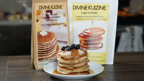 Miniatura 4 de DivineKuizine - Mezcla esponjosa para panqueques y waffles Mezcla sin gluten Mezcla sin gluten Mezcla para panqueques solo añadir leche