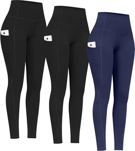 Miniatura 23 de PHISOCKAT Paquete de 2 pantalones de yoga de cintura alta con bolsillos, leggings de control de abdomen, leggings de yoga elásticos en 4 direcciones