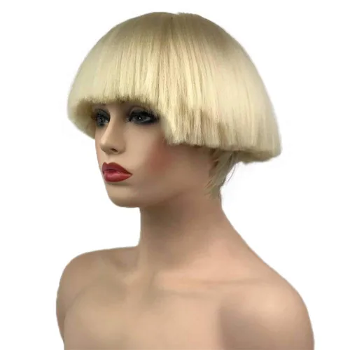 Miniatura 3 de Aimole Pelucas sintéticas rectas cortas Yaki peluca rubia hongo cabeza peluca Bowl corte de pelo pelucas Bob N.º 613