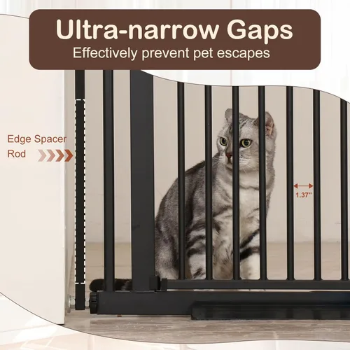 Miniatura 5 de SMONTER Puerta de bebé extra alta de 55 pulgadas de alto, puerta de seguridad para gatos, se expande a 34.2-38.2 pulgadas de ancho, puerta de perro