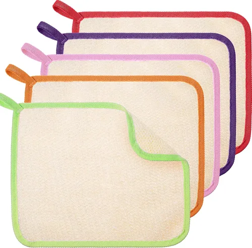 Miniatura 23 de Tatuo 5 paños exfoliantes para el rostro y el cuerpo, tejido de toalla para el baño, exfoliante, masaje, paño de baño para mujeres y hombres, 10.63