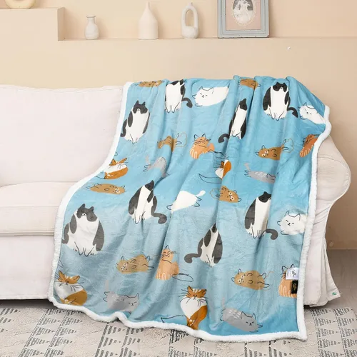 Miniatura 18 de Manta de Sherpa mullida con estampado de tigre; manta supersuave de vellón de visón, manta mullida para la cama y ver televisión, manta mullida