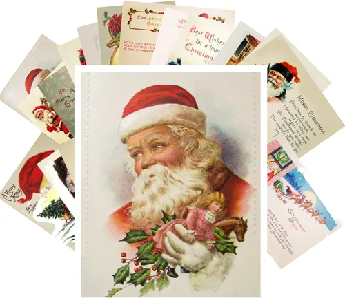 Miniatura 14 de PIXILUV Tarjetas de felicitación de Navidad vintage 24pcs Encantadora Navidad Niños Reimpresión antigua Postal Set