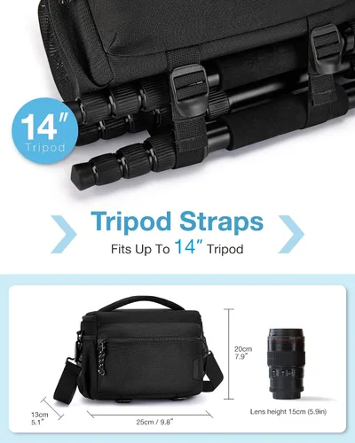 Miniatura 4 de BAGSMART Bolsa pequeña para fotógrafos, bolsas de hombro compactas para cámaras DSLR/SLR/SLR/sin espejo, funda cruzada impermeable para cámara