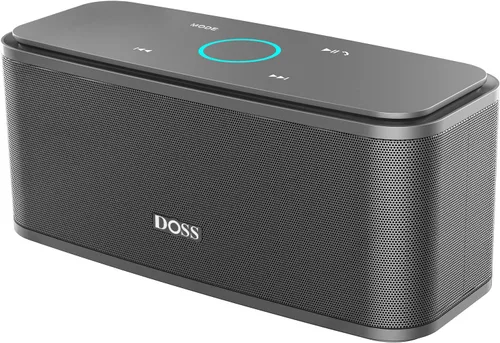 DOSS SoundBox Touch - Altavoz inalámbrico Bluetooth con sonido HD de 12W y graves profundos, resistente al agua IPX5, 20 horas de reproducción, Gris