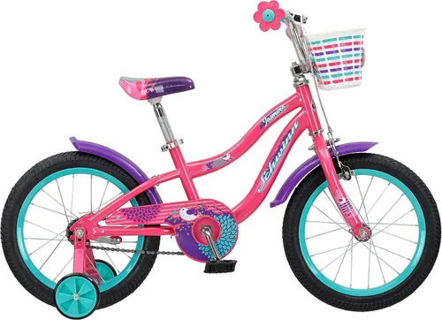 Miniatura 6 de Schwinn Jasmine - Bicicleta infantil con ruedas de entrenamiento, ruedas de 16 pulgadas, niños y niñas de 3 a 5 años de edad, canasta, posavasos