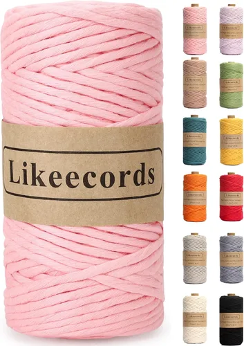 Miniatura 44 de Likeecords - Cuerda de macramé de 4 mm de un solo hilo, 80 m de cuerda de macramé colorida, cuerda de algodón para macramé, cuerda de algodón