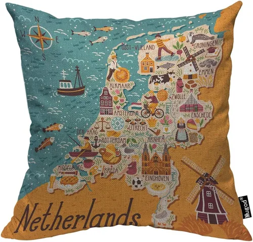 Miniatura 10 de Mugod Beach Rules - Funda de almohada con texto en inglés "Go for a Walk Relax", estilo pastoral con letras azules y blancas, fundas de almohada