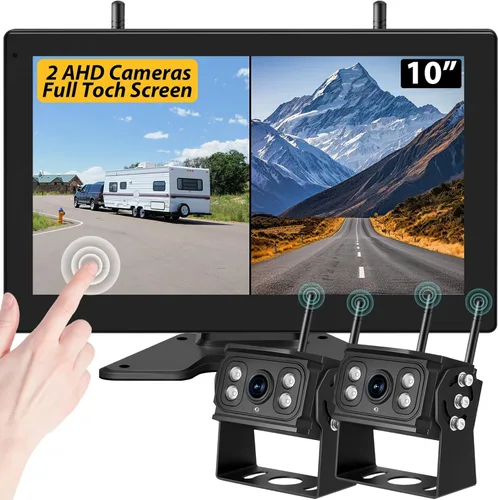Miniatura 10 de Cámara de respaldo inalámbrica para camión RV, monitor HD IPS de 7 pulgadas, sistema de cámara inalámbrica digital + visión nocturna IR impermeable