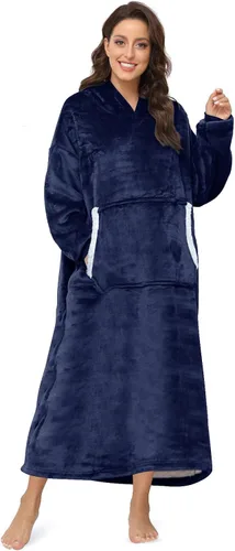 Miniatura 11 de Sendowtek Manta Vestible para Mujeres y Hombres, Sudadera Larga Sherpa con Capucha y Bolsillo Grande, Manta con Capucha Cómoda de Gran Tamaño, Negro