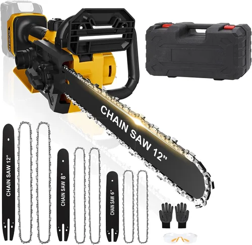 Miniatura 7 de Motosierra inalámbrica 3 en 1 para batería Dewalt de 20 V máxima, sierra de cadena portátil de mano de 12 pulgadas/8 pulgadas/6 pulgadas, 1000 W