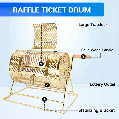 Miniatura 3 de GSE Games & Sports Expert Brass Raffle Ticket Drum, Gold Spinning Raffle Cage, Lottery Drawing Box for Raffles, Giveaways, Fundraisers, and Events