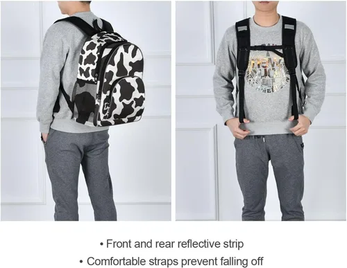 Miniatura 7 de OREZI - Mochila de moda para mujeres y niñas, mochila escolar con estampado de vaca en blanco y negro, mochila para libros, bolsa de viaje, mochila