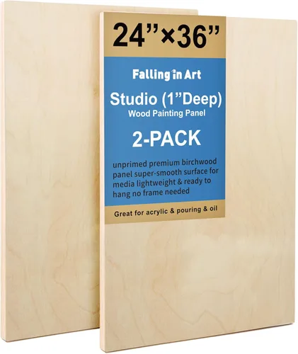 Miniatura 14 de Kit de Paneles de Lienzo de Madera de Abedul Sin Terminar, Falling in Art Paquete de 2 de 14x18'' Tablas de Cuna de Estudio de 3/4'' de Profundidad