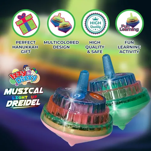 Miniatura 2 de Izzy 'n' Dizzy Dreidel musical - Hanukkah Dreidel 2 Pack - Canta Oh Draidel mientras se ilumina - Dreidels iluminados - Juguetes y juegos de Janucá