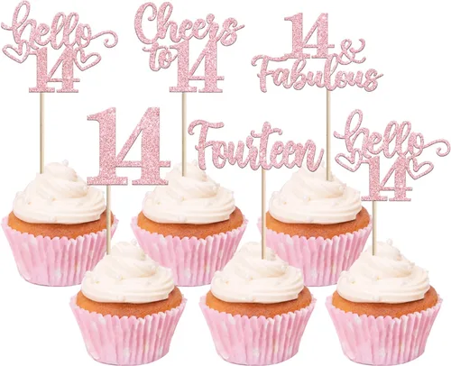Miniatura 67 de 30 piezas de adornos para cupcakes de 12 cumpleaños feliz, brillantes doce, hola 12, felicitaciones a 12 años, adornos para cupcakes, 12
