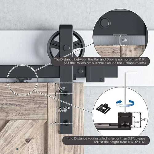Miniatura 3 de SMARTSTANDARD Kit de cierre suave para puerta de granero, compatible con una puerta que pese hasta 88 libras, equipado con amortiguador de resorte