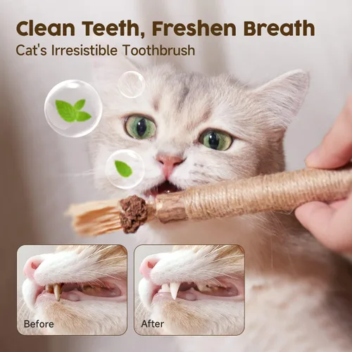 Miniatura 4 de Potaroma Paquete de 3 palos de plata naturales para gatos, palos de mezcla de plata de menta y enredadera, juguetes masticables para limpieza