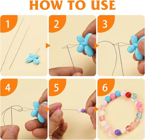 Miniatura 5 de UOOU 39 agujas de cuentas, agujas largas y rectas, agujas de cuentas de ojo grande para cuentas de semillas y fabricación de joyas