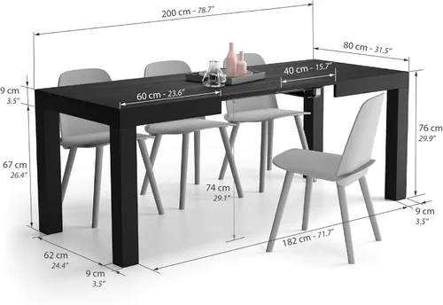 Miniatura 2 de Mobili Fiver, mesa extensible First, fresno negro, fabricada en Italia
