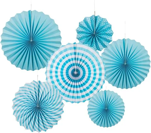 Miniatura 15 de MOWO Abanicos de papel negro para colgar decoración (negro, 6 piezas)