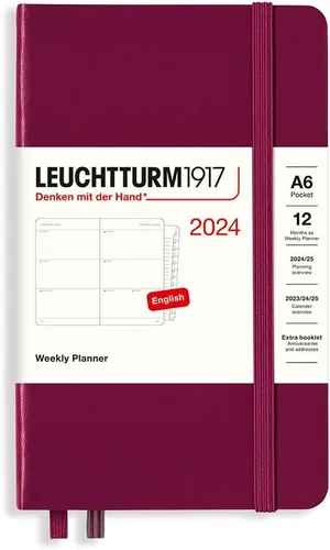 Miniatura 3 de LEUCHTTURM1917 - Agenda semanal 2024 con folleto adicional, bolsillo (A6) tapa dura, azul marino (1 de enero - 31 de diciembre de 2024)