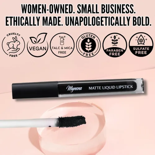 Miniatura 6 de Mynena Combo de lápiz labial negro azabache de larga duración con delineador de labios, impermeable y a prueba de transferencia, cómodo e