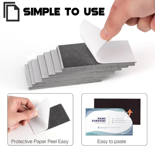Miniatura 4 de Imanes de tarjetas de visita de 2 x 3.5 pulgadas para despegar y pegar, cinta magnética autoadhesiva, convierte las tarjetas de identificación