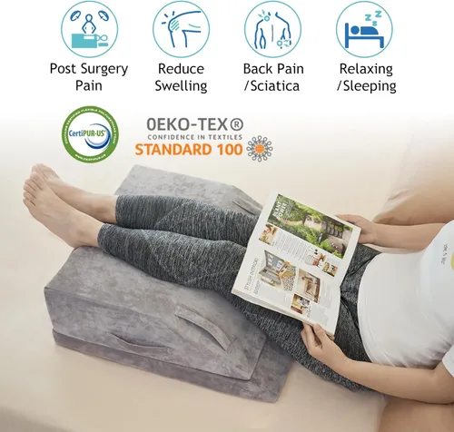 Miniatura 6 de Almohada de cuña para dormir, almohada de cuña para cama después de la cirugía, almohada de espuma viscoelástica de 2 alturas para elevación