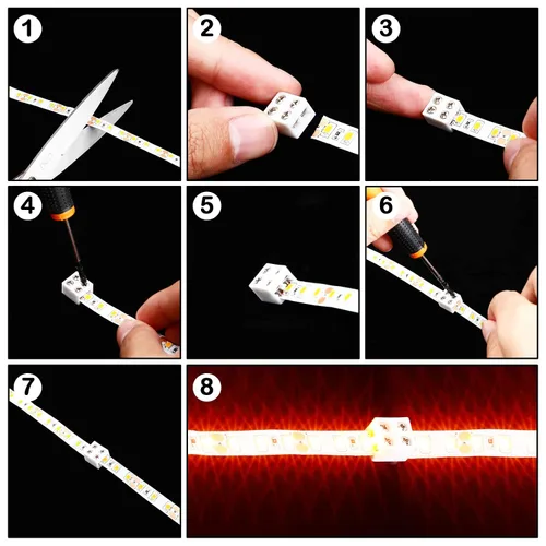 Miniatura 4 de Paquete de 10 conectores LED de cinta a cinta sin soldadura, bloques de terminales de tornillo de apriete, conector de 2 pines de 8mm