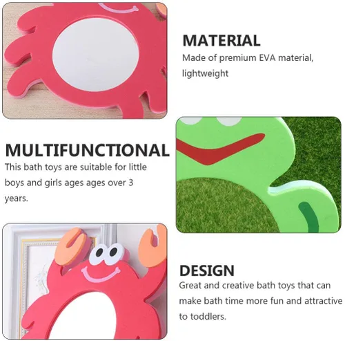 Miniatura 2 de Juego de 2 piezas de juguete de baño de espejo en forma de rana interactivo para bebés, juguetes de ducha para niños, juguete de bañera de ducha