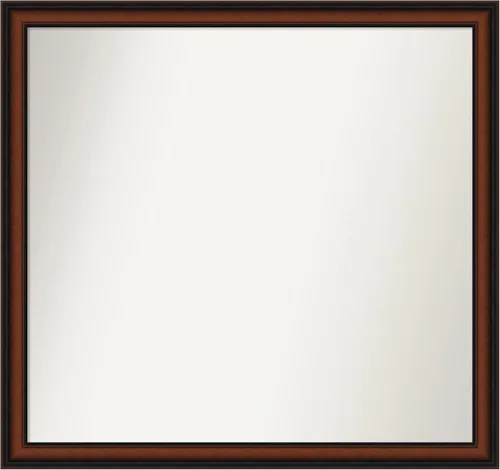 Miniatura 376 de Amanti Art Espejo de pared personalizado no biselado (24 x 27 pulgadas), marco estrecho de nogal chipre - varios tamaños personalizados - Espejo