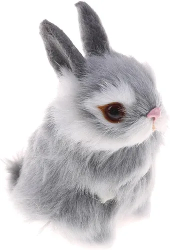 GUDVES Mini realista lindo conejo de peluche de piel realista conejo de Pascua simulación modelo de juguete regalo decoración en miniatura, gris